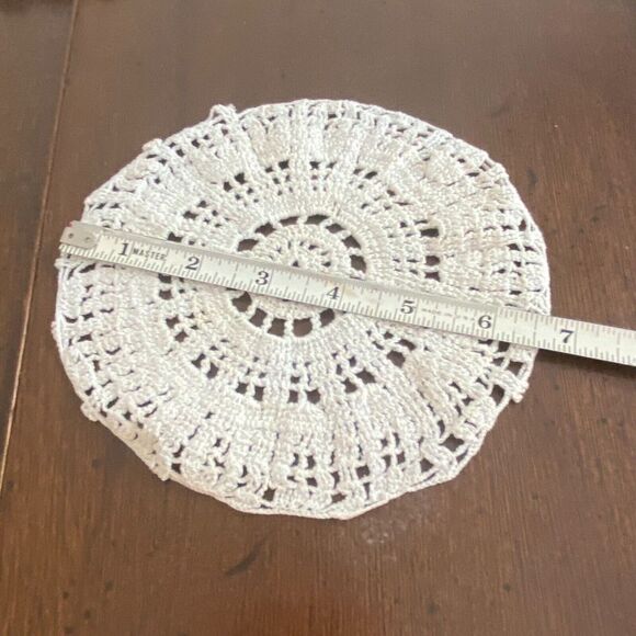 Vintage Beige Round Crochet Cluster Lace Doily Table Decorative Placemat 6.7" - Picture 2 of 4